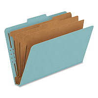 Pendaflex Pressboard Top Tab Classification Folders, 2/5-Cut Tab, Expands 3.5", 3 Dividers, 8 Fasteners, Legal Size, Blue, 10/Box (29094)
