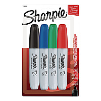 Sharpie Chisel Tip Permanent Marker Medium Chisel Tip, Assorted Colors, 4/Pack (38254)