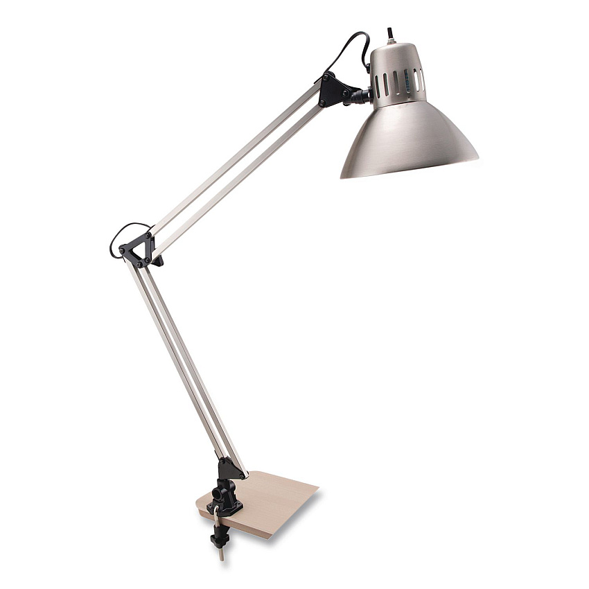 V-Light LED Desk Lamp Clamp Mount, Swing Arm, 34" High, Brushed Nickel/Black (CAEN804C)