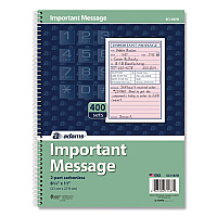 Adams Important Message Book, Two-Part Carbonless, 4 Forms/Sheet, 400 Forms Total (SC1187D)