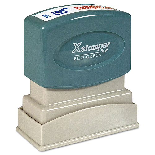 Xstamper Two-Color Title Stamp, COMPLETED, Blue/Red (2026)