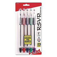 Pentel R.S.V.P. Ballpoint Pen, Stick, Fine, 0.7 mm, Assorted Ink and Barrel Colors, 5/Pack (BK90BP5M)