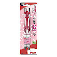 Pentel EnerGel Pearl Deluxe Pink Special Edition Liquid Gel Pen, Retractable, Medium 0.7 mm, Pink Ink, White Pearl/Pink Barrel, 2/PK (BL77WBP2PP)