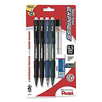 Pentel Twist-Erase EXPRESS Mechanical Pencil, 0.5 mm, #2, Black Lead, Assorted Color Barrels, 4/Pack (QE415LZBP4)