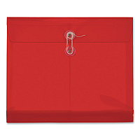 Pendaflex Premium Plastic Document File, 1.25" Expansion, 1 Section, String and Button Closure, Letter Size, Red, 5/Pack (84527GW)