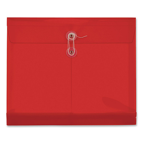 Pendaflex Premium Plastic Document File, 1.25" Expansion, 1 Section, String and Button Closure, Letter Size, Red, 5/Pack (84527GW)