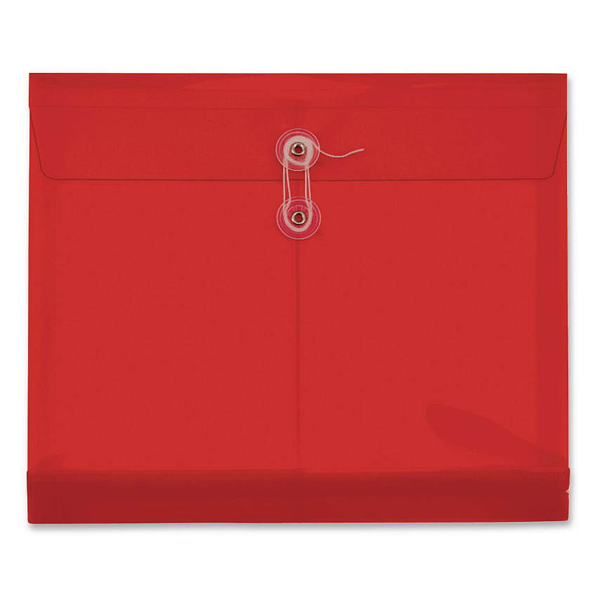 Pendaflex Premium Plastic Document File, 1.25" Expansion, 1 Section, String and Button Closure, Letter Size, Red, 5/Pack (84527GW)