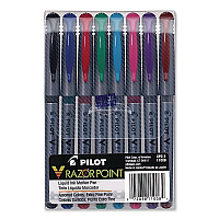 Pilot V Razor Point Liquid Ink Porous Point Pen, Stick, Extra-Fine 0.5 mm, Assorted Ink and Barrel Colors, 8/Pack (11008)