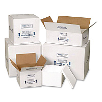 The Packaging Wholesalers Insulated Shipping Container, 1.25" Foam Insert, 12.63" x 12.63" x 10.5", White/Blue (214C)