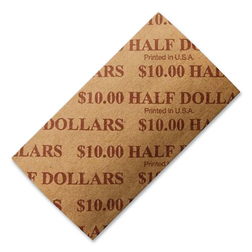 SecurIT Flat Coin Wrapper, Half-Dollars, Brown, 1,000/Pack (53050)