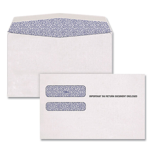 TOPS Double-Window 1095 B and C Tax Form Envelopes, Commercial Flap, Gummed Closure, 5.63 x 9, White, 100/Pack (1945423)