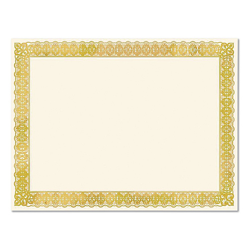 Gartner Studios Certificates, 8.5 x 11, Ivory with Gold Border, 15/Pack (36004S)