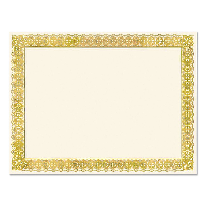 Gartner Studios Certificates, 8.5 x 11, Ivory with Gold Border, 15/Pack (36004S)