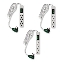 GoGreen Power 3 Outlet Power Strip, 2.5 ft Cord, White, 3/Pack (GG13002MS3)