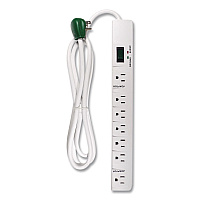 GoGreen Power 7 Outlet Surge Protector, 6 ft Cord, 1,200 J, White (GG17636)