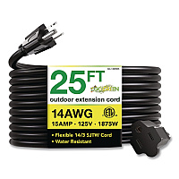 GoGreen Power 14 AWG Outdoor Extension Cord, 25 ft, 15 A, Black (GG13825BK)