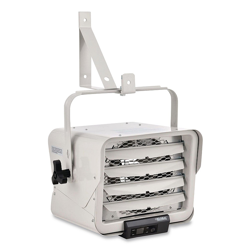 Global Industrial Unit Heater Horizontal Downflow with Remote, 4,700/7,500 W, 14.68 x 15 x 12.5, White (246726)