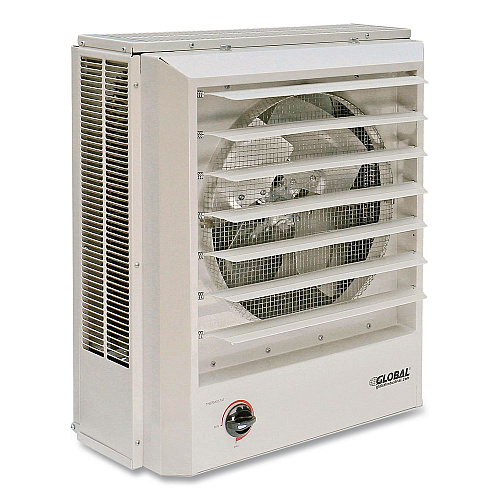 Global Industrial Unit Heater Horizontal or Vertical Downflow, Multi-Watt, 7,500/10,000 W, 19 x 8.5 x 21.44, White (246133)