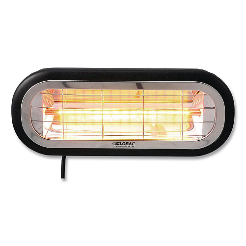 Global Industrial Infrared Patio Heater Low Glare, 1,500 W, 3 x 7 x 7.5, Black (246721)