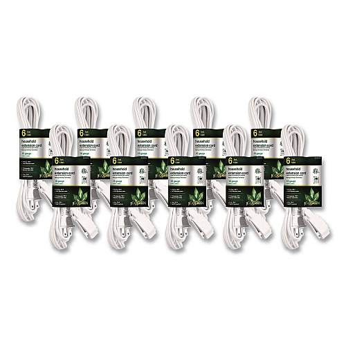 GoGreen Power Household Extension Cord, 6 ft, 13 A, White 10/Pack (GG2470610)