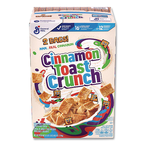 Cinnamon Toast Crunch Cereal, Cinnamon, 2 Bags/Box, 49.5 oz Box (22002621)