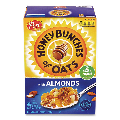Post Honey Bunches of Oats with Almonds, 2 Bags/Box, 48 oz Box (22002622)