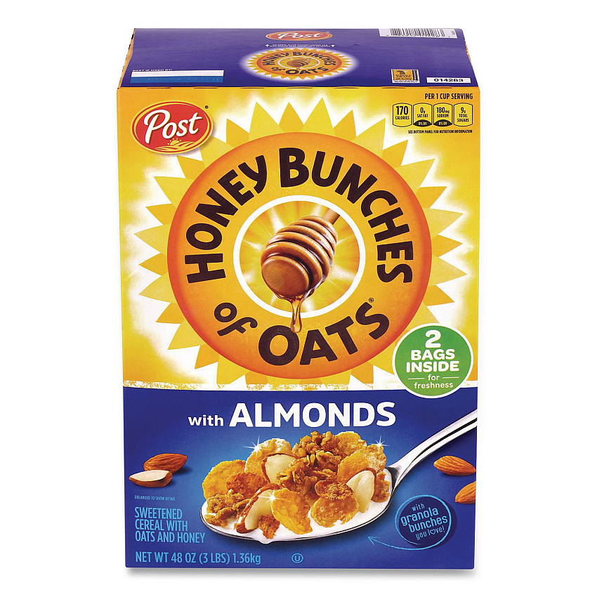 Post Honey Bunches of Oats with Almonds, 2 Bags/Box, 48 oz Box (22002622)