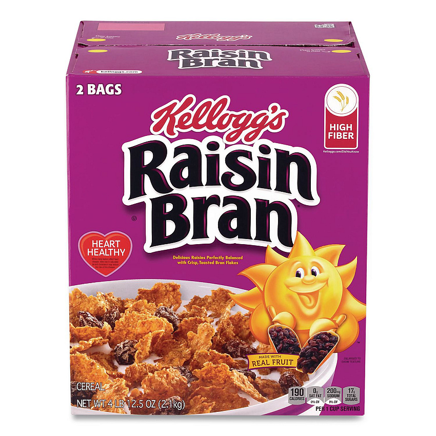 Kellogg's Raisin Bran Cereal, 2 Bags/Box, 76.5 oz Box (22002624)