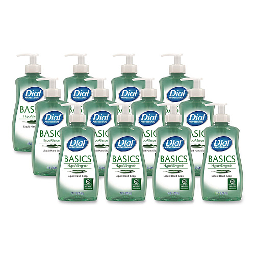 Dial Basics Hypoallergenic Liquid Hand Soap, Floral, 11 oz, 12/Carton (35488)
