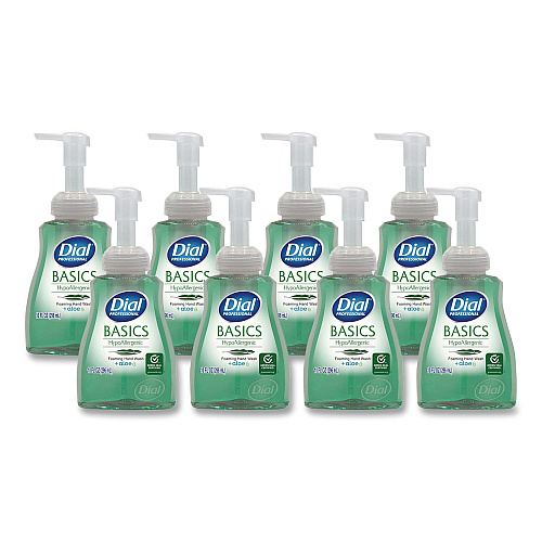 Dial Basics Hypoallergenic Foaming Hand Wash, Aquatic, 10 oz, 8/Carton (35432)