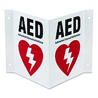 CARDIACT AED Three-View Wall Sign, 10" x 5.25" x 9" (CA01)