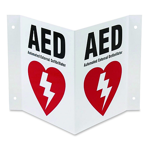 CARDIACT AED Three-View Wall Sign, 10" x 5.25" x 9" (CA01)