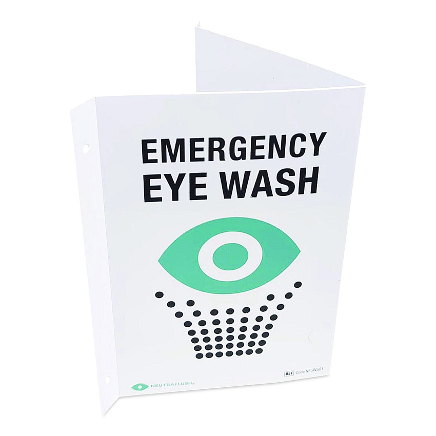 NeutraFlush Eyewash Station Two-View Wall Sign, 5.25 x 10 x 9 (NFSWS01)