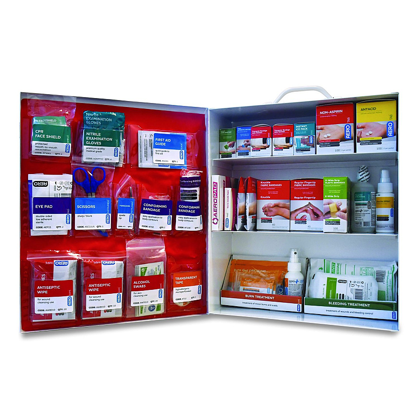 SUREFILL 100 Series Class A 3-Shelf First Aid Cabinet - Meds 100 Person, 576 Pieces, Metal Case (SF100AMT)