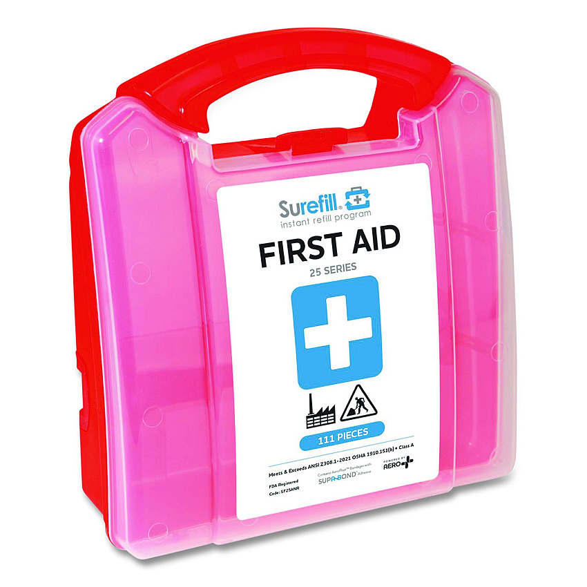 SUREFILL 25 Series ANSI A+ First Aid Kit - Plastic Retail Case, 25 Person, 111 Pieces (SF25ANR)