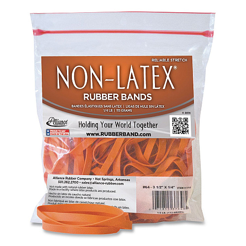 Alliance Non-Latex Rubber Bands, Size 64, Orange, 95/Pack (37648)