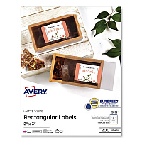 Avery Rectangular Labels with Sure Feed Technology, Inkjet/Laser, 2 x 3, Matte White, 8 Labels/Sheet, 25 Sheets/Pack (05619)