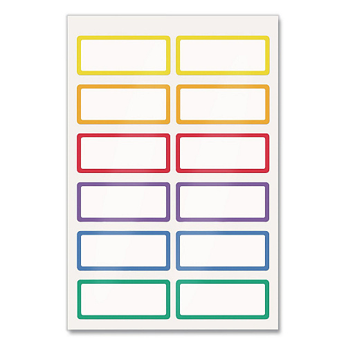 Avery No-Iron Fabric Labels, Rainbow Border, Handwrite Only, 0.75 x 1.75, White, 12/Sheet, 2 Sheets/Pack (40706)