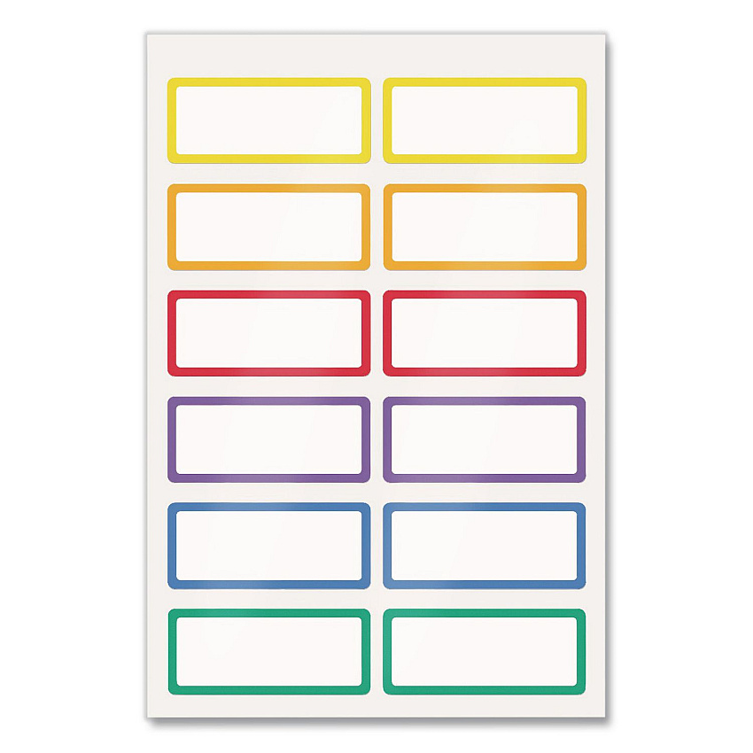 Avery No-Iron Fabric Labels, Rainbow Border, Handwrite Only, 0.75 x 1.75, White, 12/Sheet, 2 Sheets/Pack (40706)