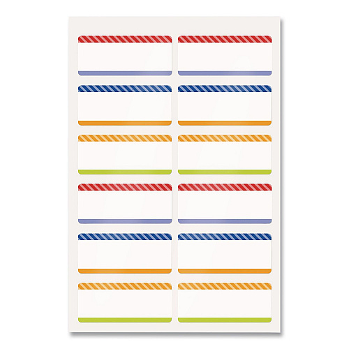 Avery No-Iron Fabric Labels, Multicolored Border, Handwrite Only, 0.75 x 1.75, White, 12/Sheet, 2 Sheets/Pack (40774)