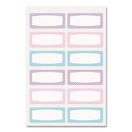 Avery No-Iron Fabric Labels, Pastel Borders, Handwrite Only, 0.75 x 1.75, White, 12/Sheet, 2 Sheets/Pack (40775)