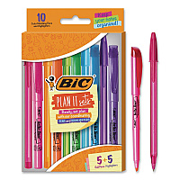 BIC Plan It Sets Ballpoint Pen and Highlighter Pack, Assorted Colors, (5) Highlighters, (5) Pens (WMSBL10AST)