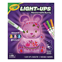 Crayola Light Ups Recolorable Bunny with (3) Ultra-Clean Washable Markers, Ages 4 and Up, 4 Pieces (747643)