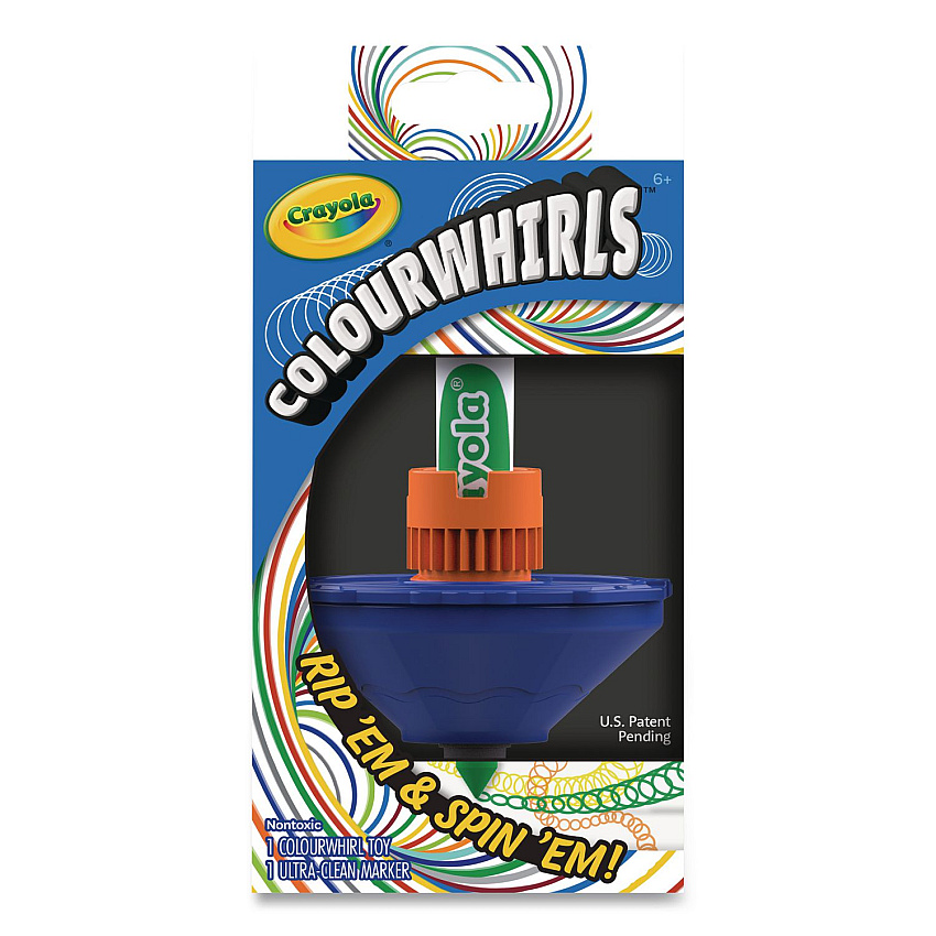 Crayola Colourwhirls Toy with (1) Rip-Cord Spinner and (1) Ultra-Clean Washable Marker, Ages 6 and Up, 4 Pieces (747645)