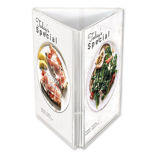 Deflecto Tabletop Three-Sided Sign Holder, 5 x 7 Insert, Clear (PX04857)