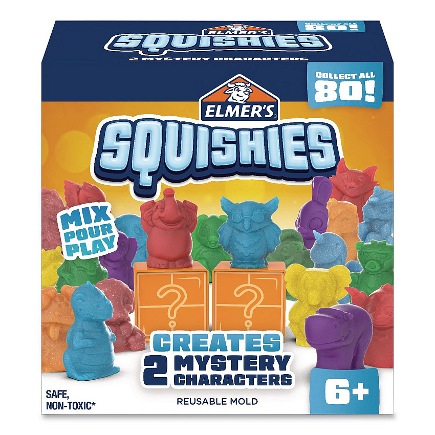 Elmer's Squishies Kids' Activity Kit with (2) Mystery Character Molds, Ages 6 and Up, 12 Pieces (2176574)