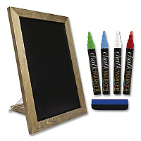 Excello Global Products Magnetic Tabletop Chalkboard, Black Surface, Brown Wood Frame, 11 x 15 (EGPHD0100S)