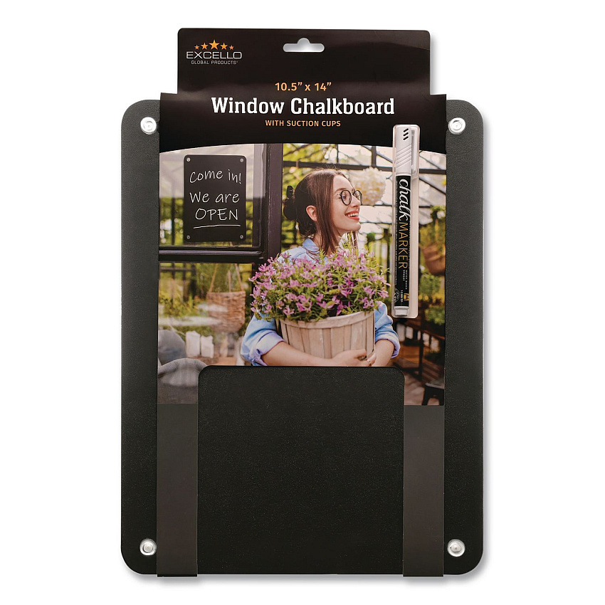 Excello Global Products Window Chalkboard, Black Surface, 10.5 x 14 (EGPHD0513S)
