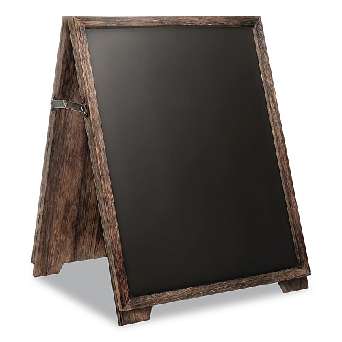 Excello Global Products Desktop A-Frame Chalkboard, Black Surface, Brown Wood Frame, 13 x 14.5 x 17 (EGPHD0547)