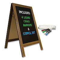 Excello Global Products Indoor/Outdoor A-Frame Sidewalk Sign, Black 18 x 29 Surface, Brown Frame, 22 x 25 x 40 (GPP0001S)